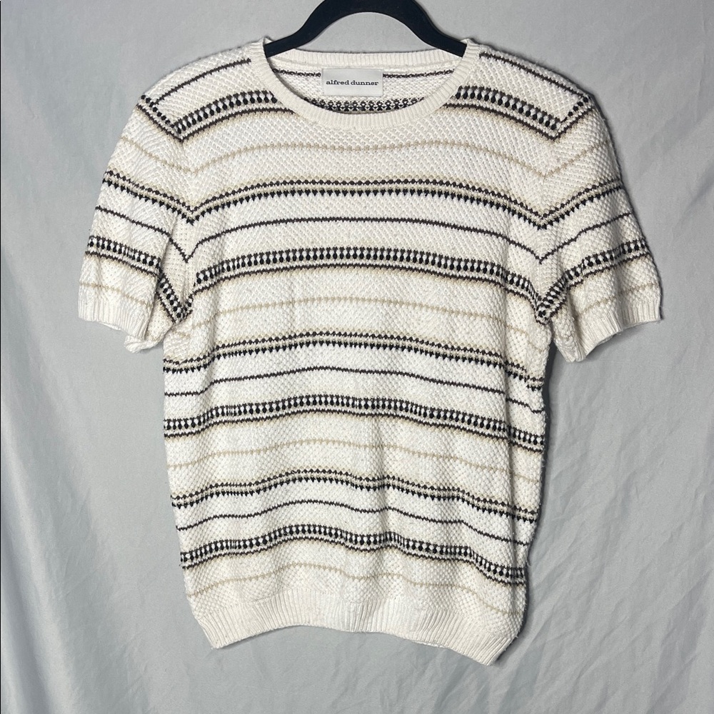 Alfred Dunner Textured Knit Shirt in Cream and Black